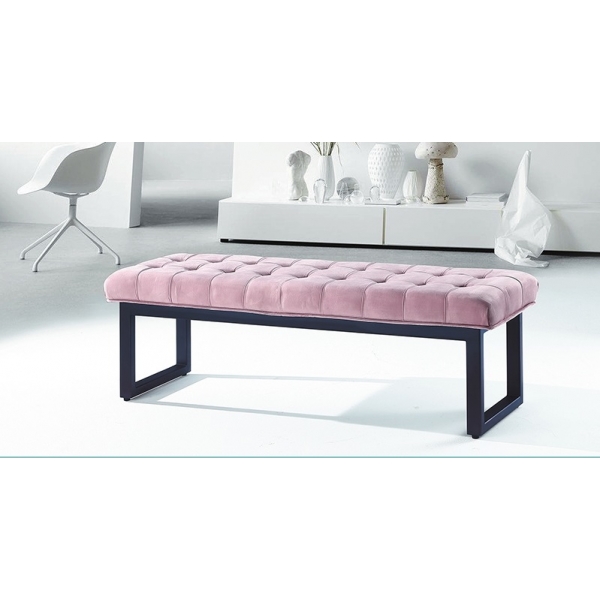 巴曼粉紅色絨布床尾椅