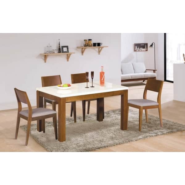 喬伊4 3尺柚木色石面餐桌喬伊餐椅 線上購物 德川家具