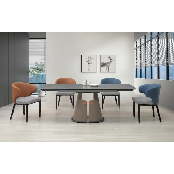 凱爾6.6尺複合陶板伸縮餐桌 湯森休閒椅