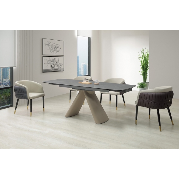 菲爾德6.6尺複合陶板伸縮餐桌 西恩斯休閒椅