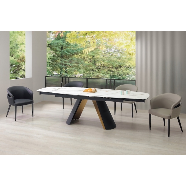 英格麗8.6尺複合陶板伸縮餐桌 英格麗餐椅