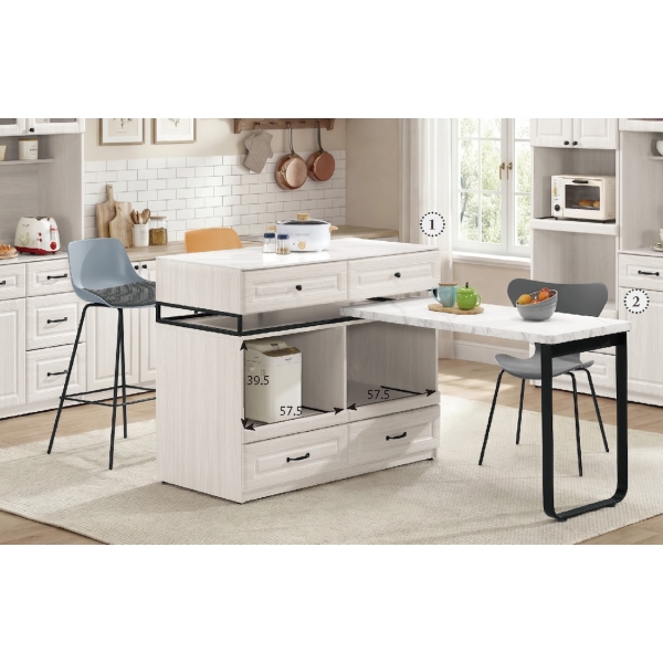 克里斯4尺岩板中島型多功能餐桌櫃