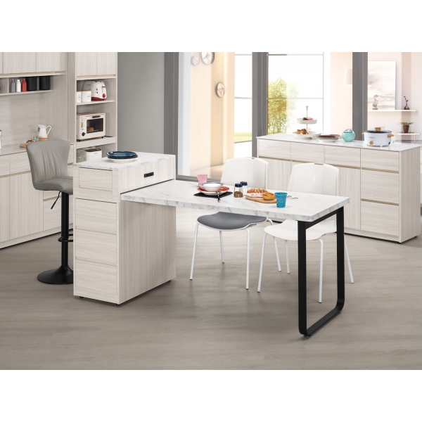 克萊格4尺仿石面中島型多功能餐桌櫃B型