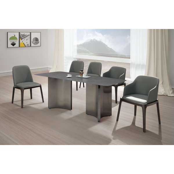 格林斯6尺岩板餐桌 拉斐爾實木餐椅