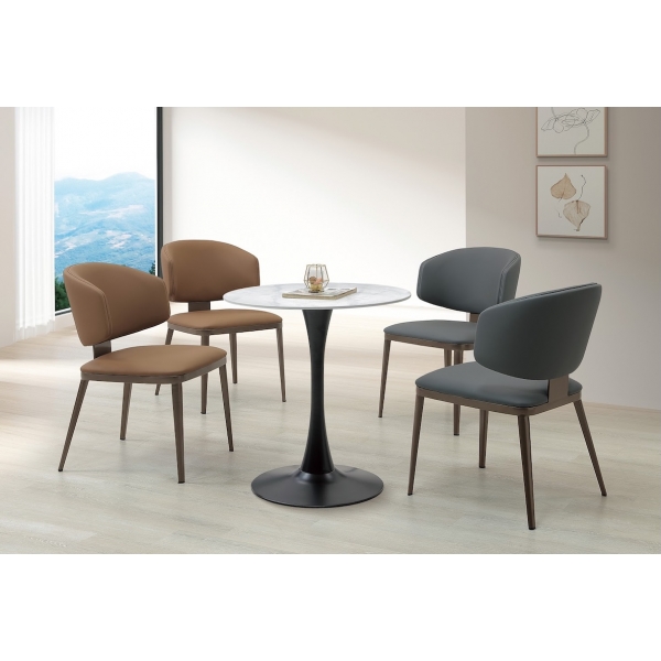 格列弗2.3尺岩板圓餐桌 奧斯卡餐椅