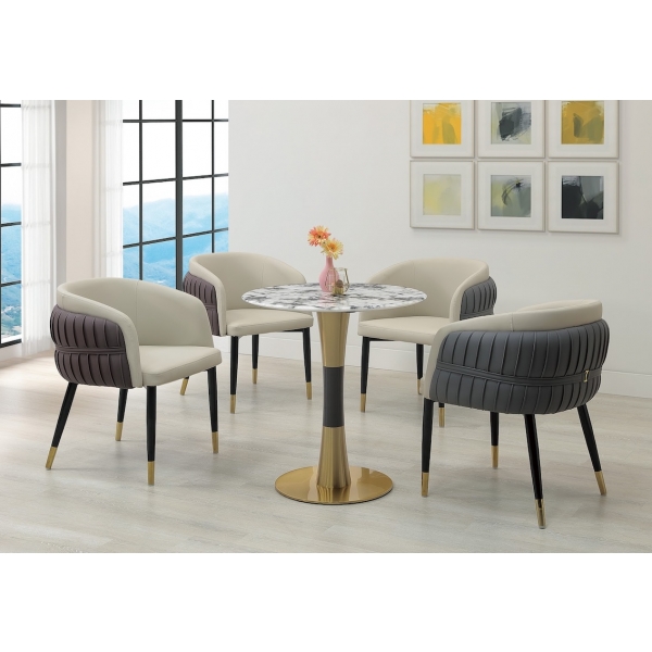 菲爾2.3尺超晶石圓餐桌 西恩斯休閒椅