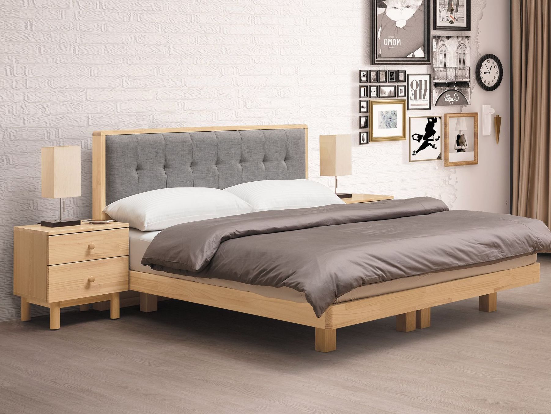 哥本哈根實木懸空床底 布面床頭片 5尺6尺 床頭枕設計
