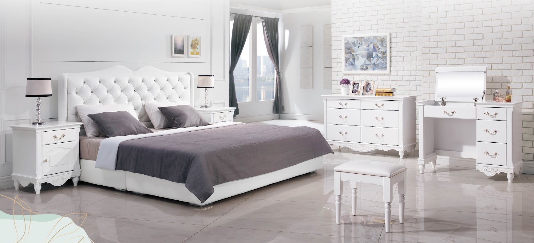 奧莉薇歐風斗櫃 床組 化妝台 床頭櫃