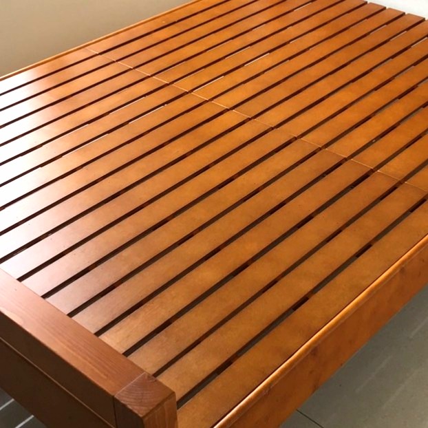 日式全實木雙層床書架型3.5尺 柚木色 實木床板