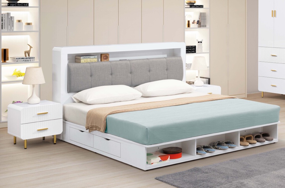 赫拉床頭箱 5尺6尺 插座設計 床頭枕設計