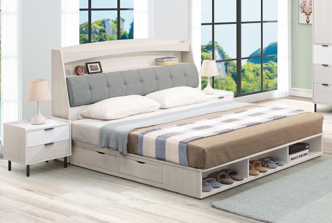 赫本床頭箱 5尺6尺 插座設計 床頭枕設計