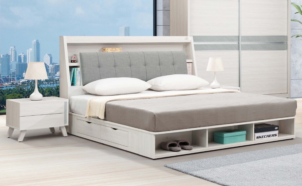 沃克床頭箱 5尺6尺 插座設計 床頭枕設計