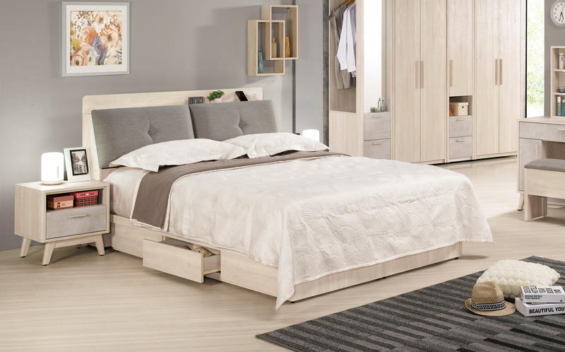 漢斯床頭箱 5尺6尺 床頭枕設計 插座設計