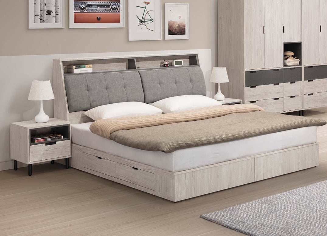 溫哥華床頭箱 5尺6尺 插座設計 床頭枕設計