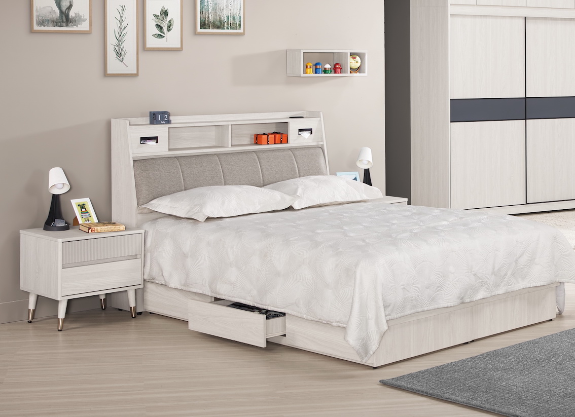 蘿克斯床頭箱 5尺6尺 插座設計 床頭枕設計