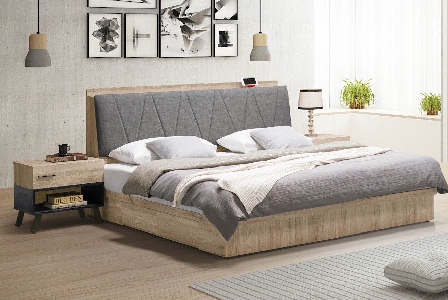 慕尼黑床頭箱 5尺6尺 插座設計 床頭枕設計