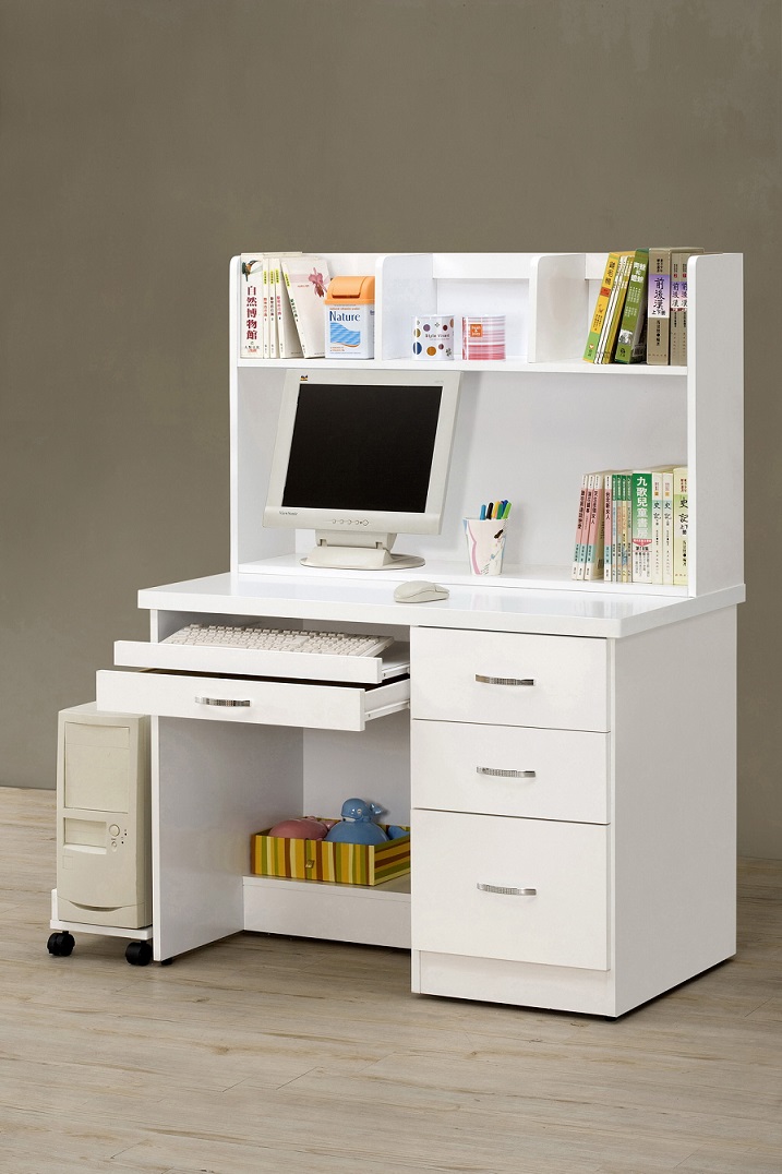 貝莎3.8尺白色多功能挑高組合床 衣櫃 電腦桌
