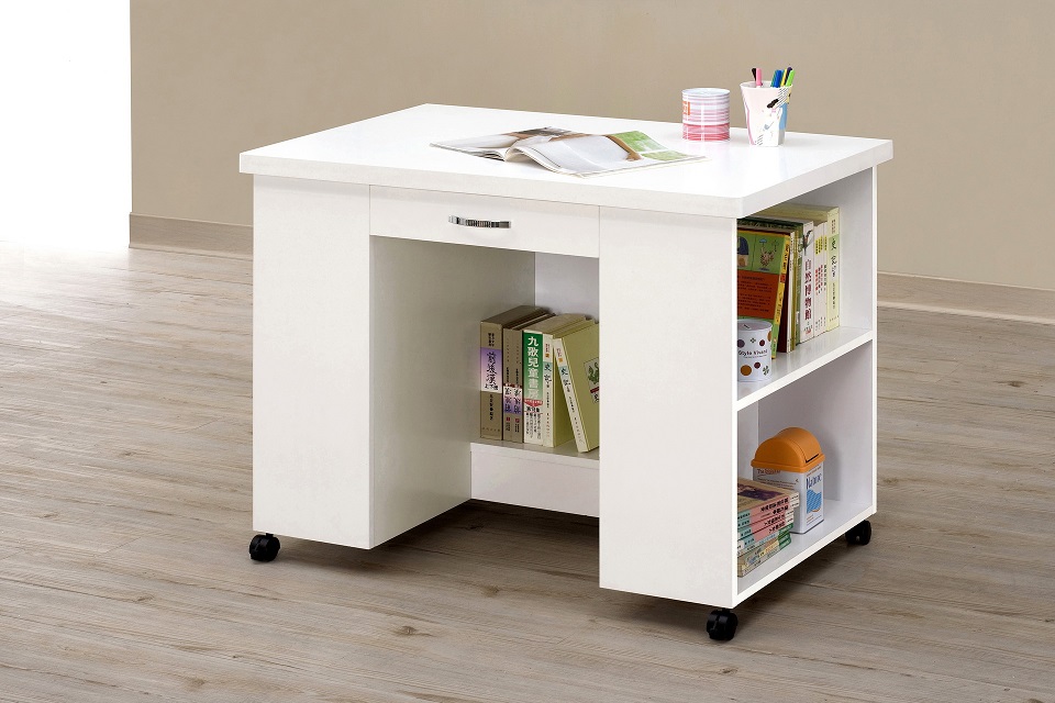 貝莎3.8尺白色多功能組合床 活動書桌 收納櫃