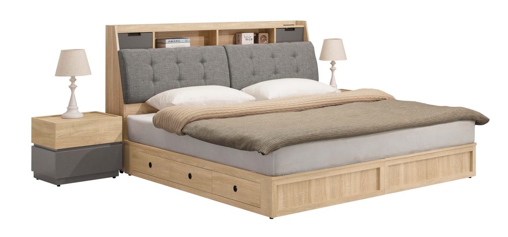 奧利佛床頭箱 5尺6尺 插座設計 床頭枕設計