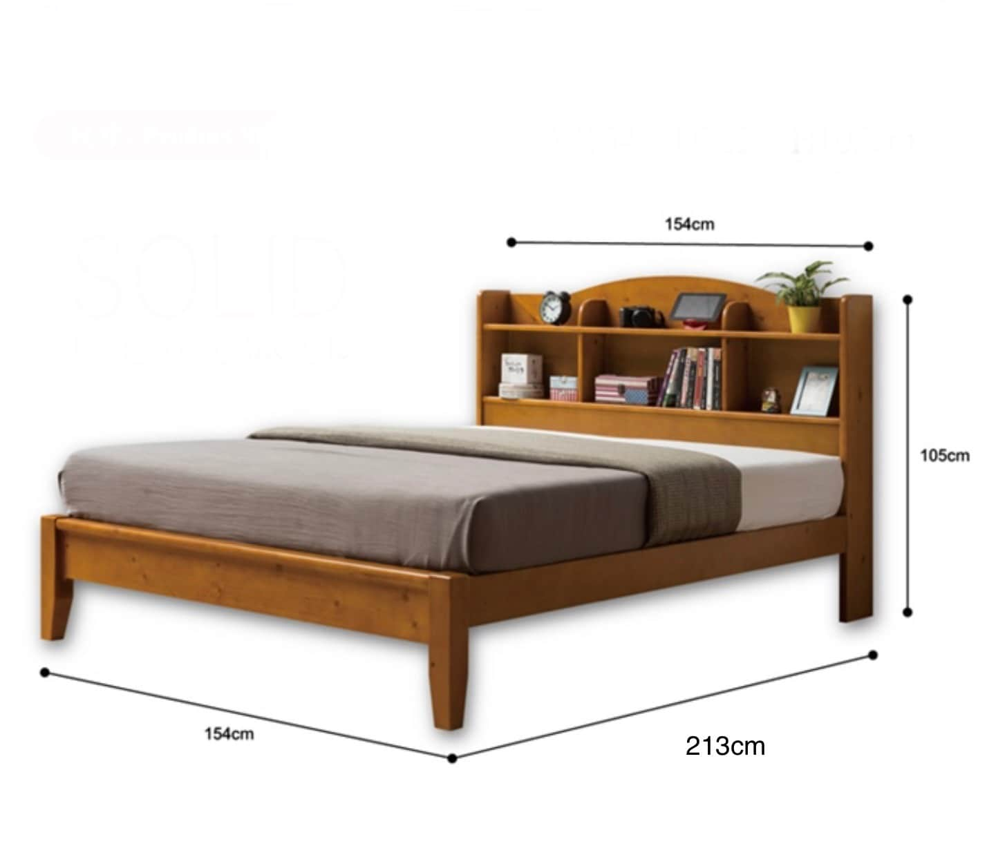 日光全實木床台書架型 柚木色 3.5尺5尺