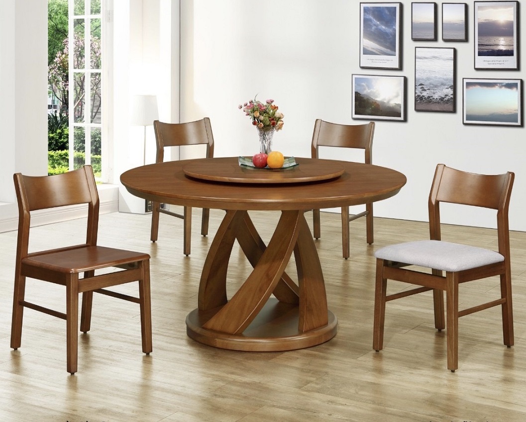 帕克全實木圓形餐桌 4.5尺5尺 貝克餐椅