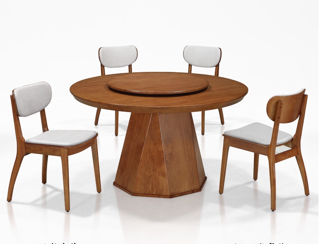 柏克全實木圓形餐桌 4.5尺5尺 亞柏餐椅