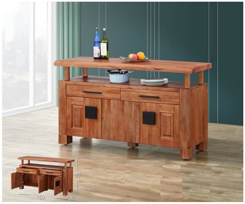 日式禪風全實木5尺餐櫃 桃花心木