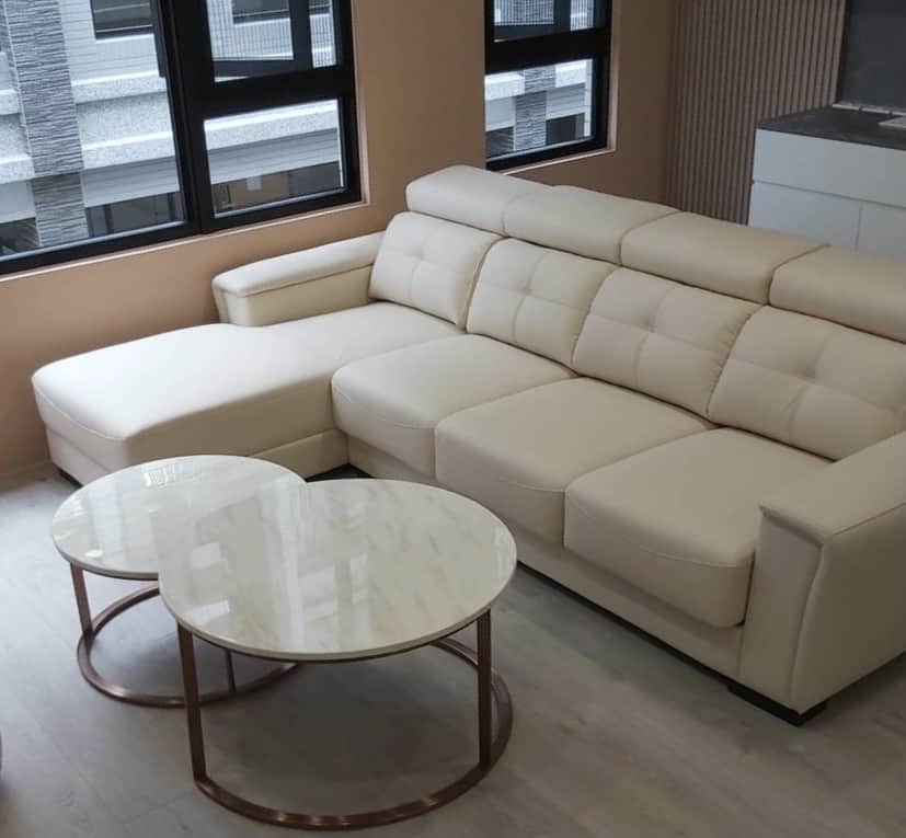 巴頓 牛皮沙發 活動式頭枕設計 座位滑動加深設計