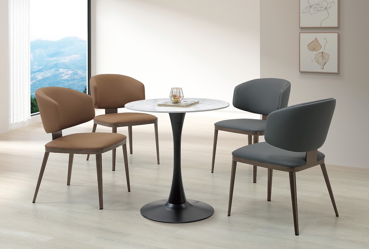 格列弗2.3尺岩板圓餐桌 奧斯卡餐椅