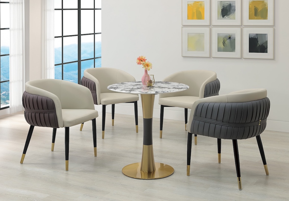 菲爾2.3尺超晶石圓餐桌 西恩斯休閒椅