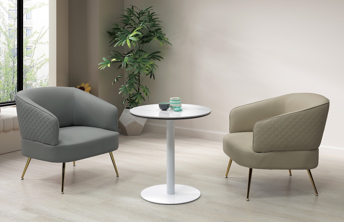 李歐2尺岩板洽談桌 李歐貓抓皮休閒椅