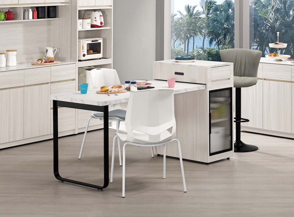 克萊格5尺仿石面中島型多功能餐桌櫃B型