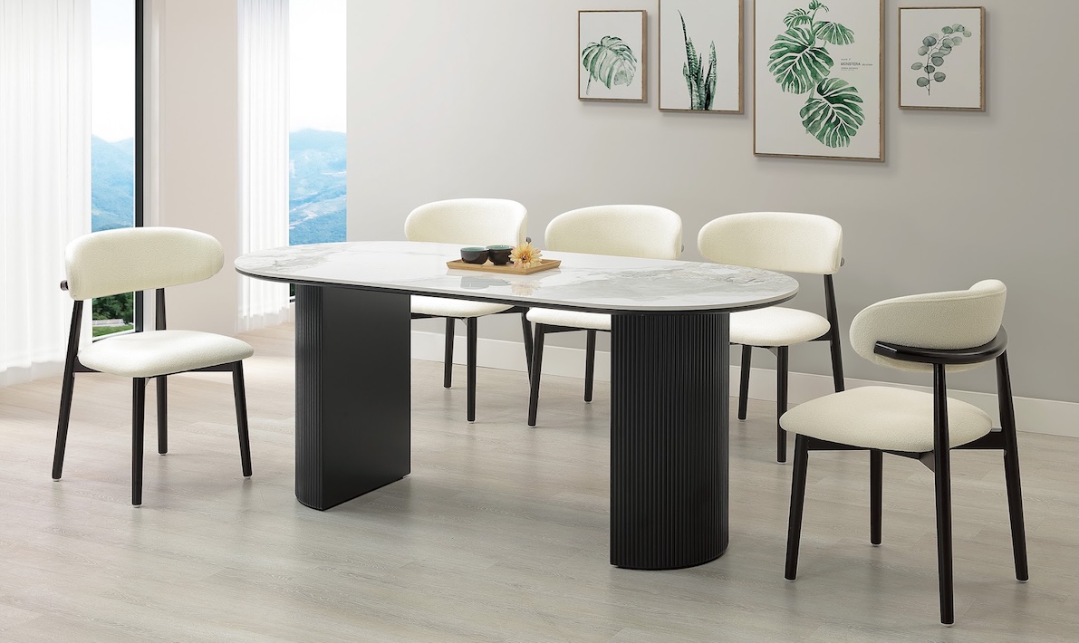 艾許莉6尺岩板餐桌 艾許莉實木餐椅