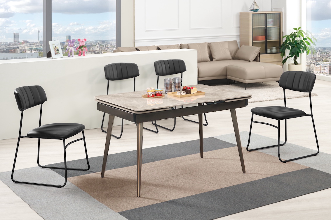 菲碧6尺多功能岩板餐桌 拉和設計 迪恩餐椅