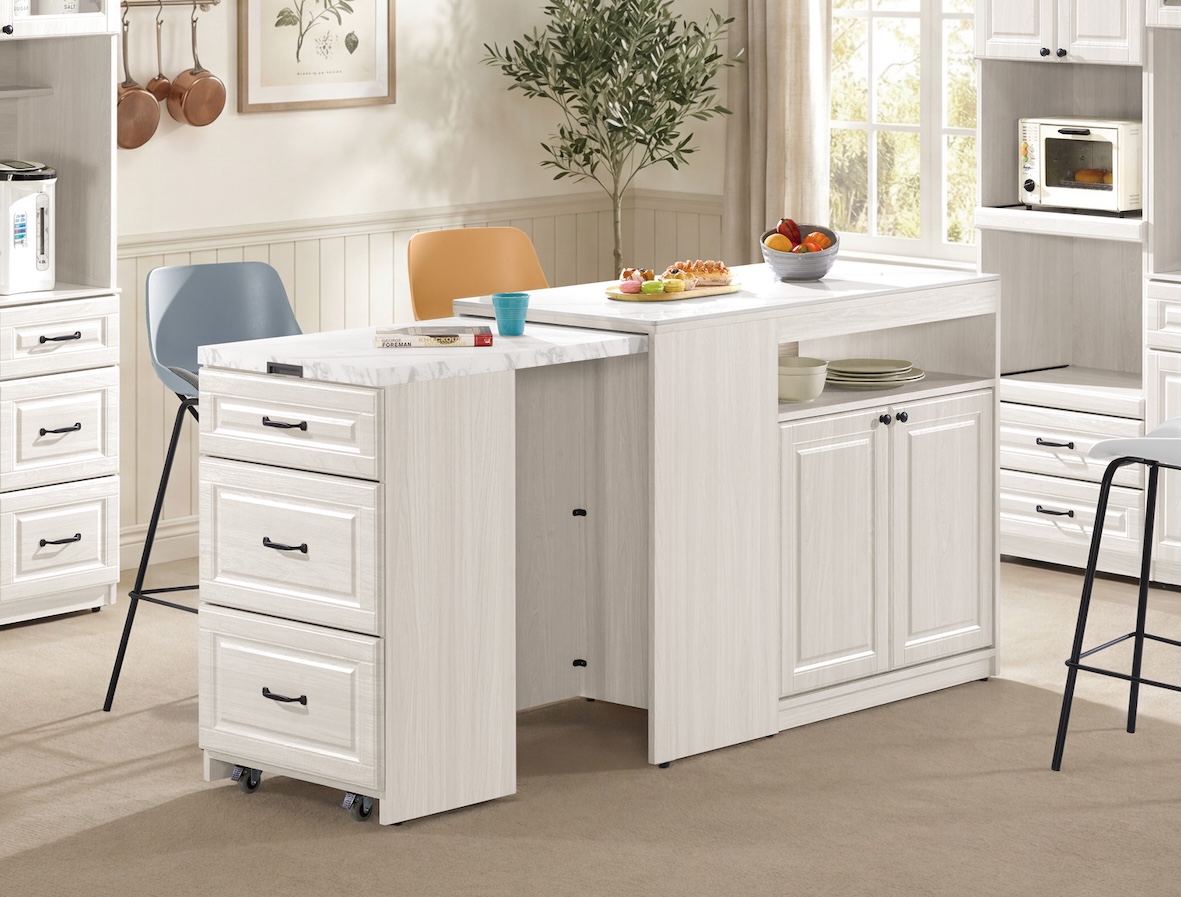 克里斯4尺岩板伸縮中島櫃