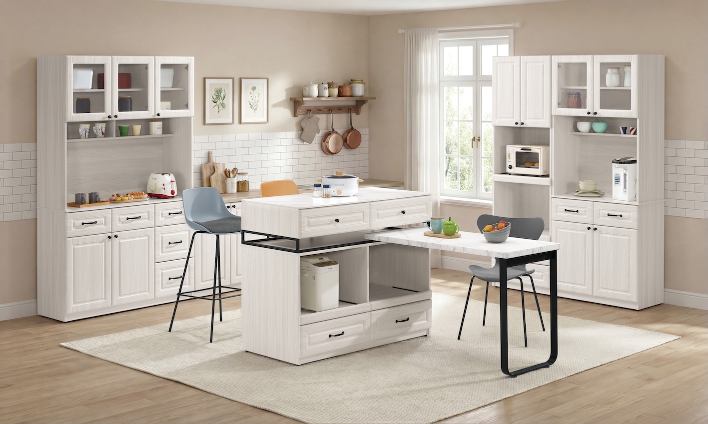 克里斯4尺岩板中島型多功能餐桌櫃