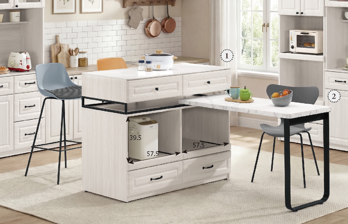 克里斯4尺岩板中島型多功能餐桌櫃