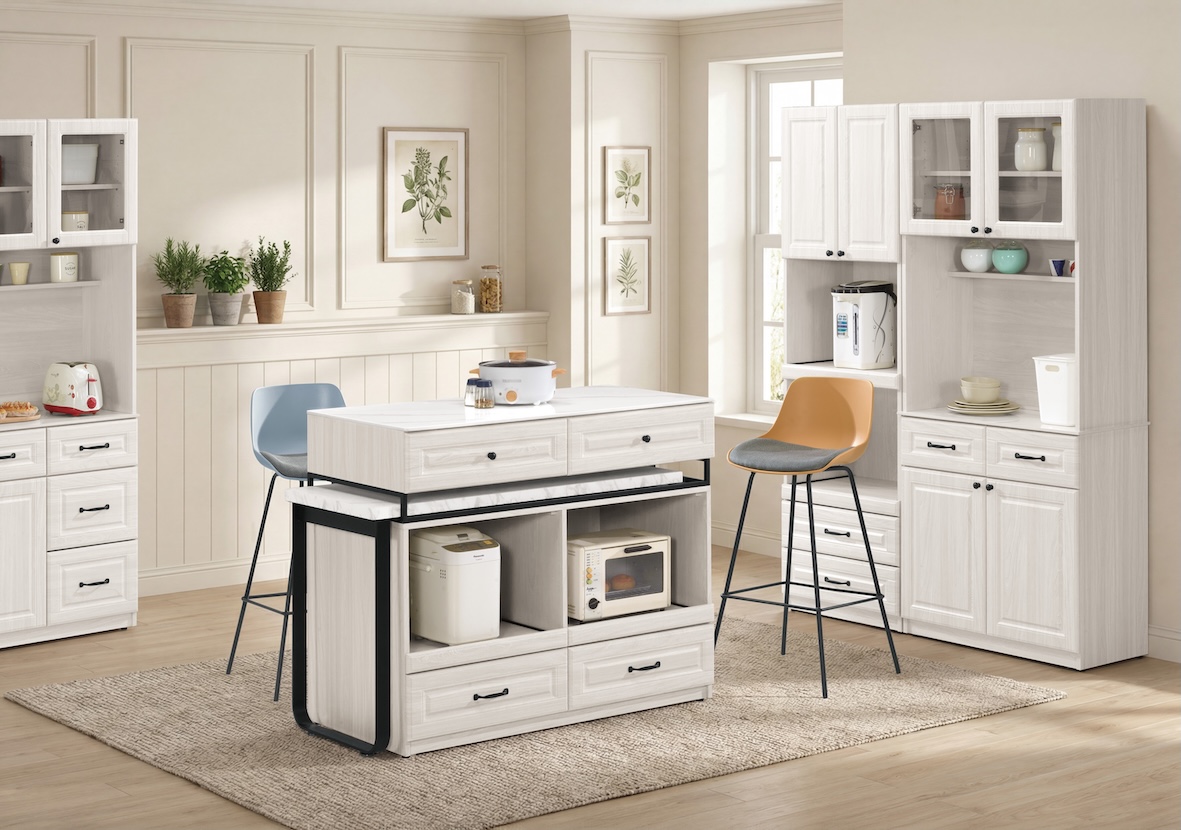 克里斯4尺岩板中島型多功能餐桌櫃