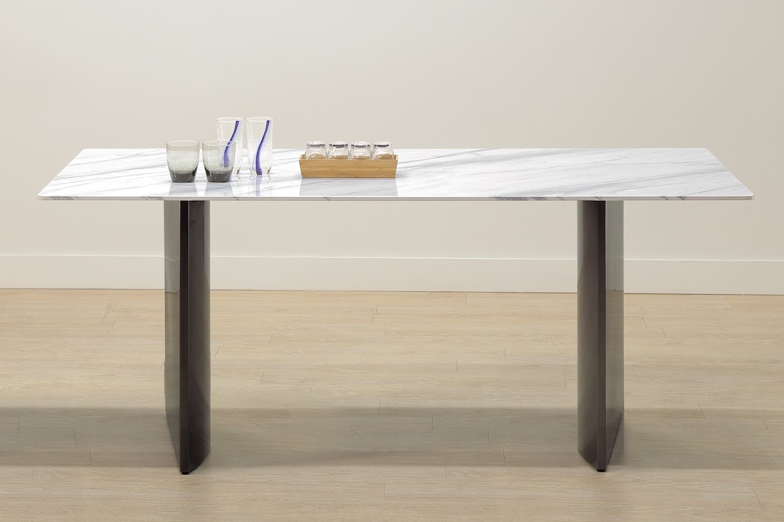 克勞斯6尺比利白通體岩板餐桌 克勞斯休閒椅