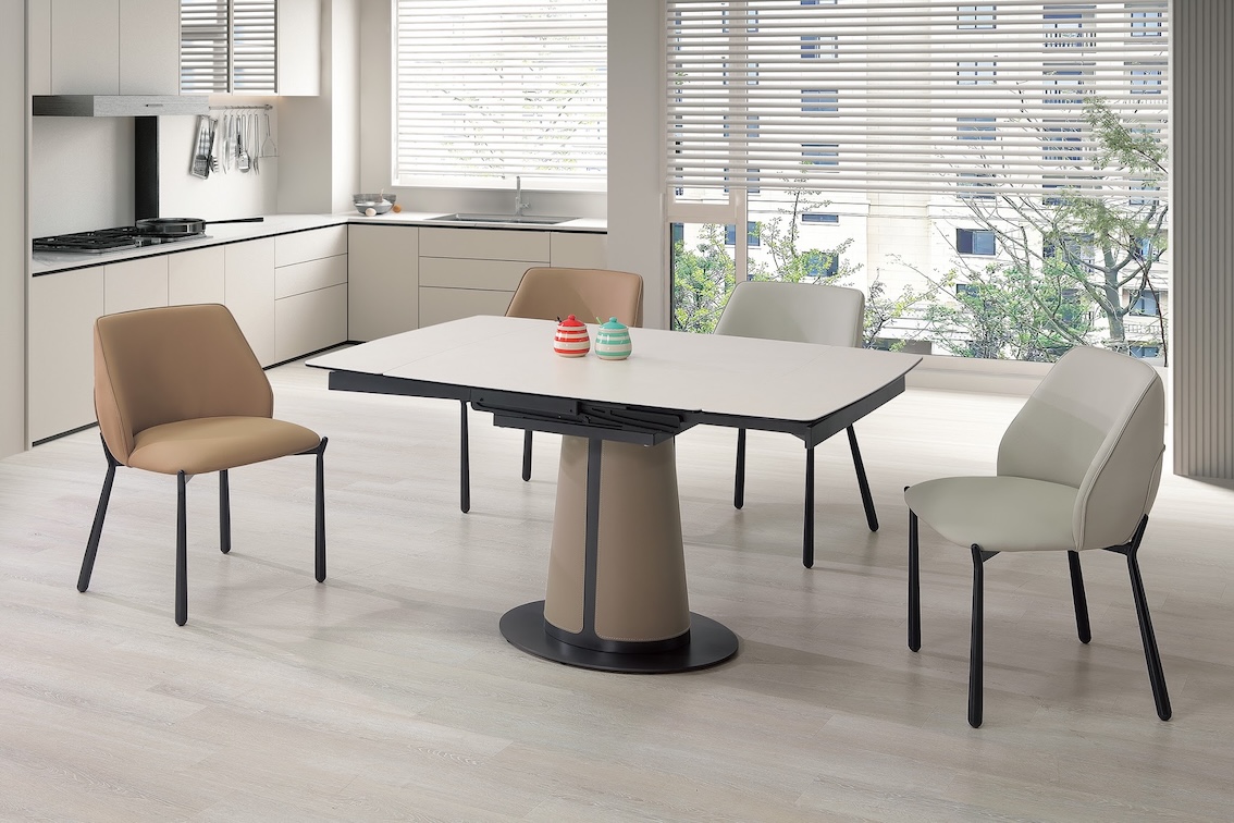 洛伊4.7尺複合陶板伸縮餐桌 洛伊餐椅