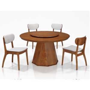 艾羅斯4.3尺岩板圓餐桌 米諾瓦實木餐椅