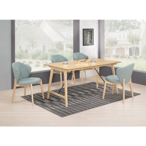希芙5尺雙色全實木餐桌 史蒂夫原木亞麻皮餐椅