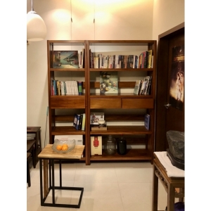 布拉格橡木紋白色組合書櫃 1.35尺單門2.7尺二門