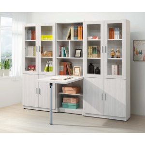 布拉格白色橡木紋組合書櫃 1.35尺三單門2.7尺六單門