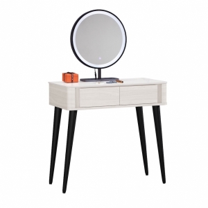 凱特2尺白木紋化妝台含椅 插座設計 鏡片隱藏設計