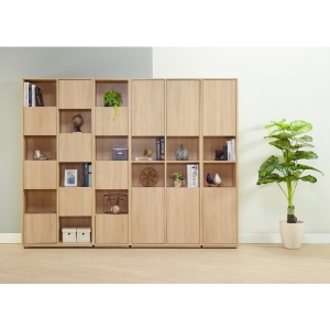 布拉格白色橡木紋組合書櫃 1.35尺單門2.7尺二門