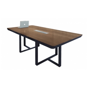 YC全木皮優質船型胡桃木會議桌 7尺